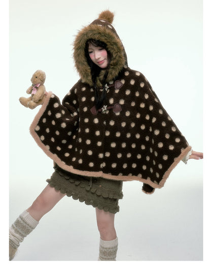 BIBIBENCY - Brown Faux-Wool Coat with Plush Polyester Lining