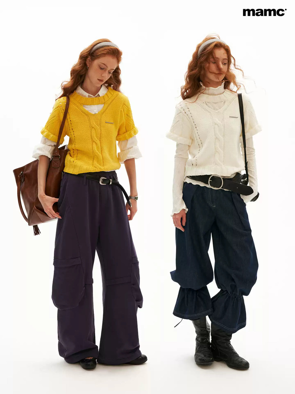 MAMC - Sunny Muse Short-Sleeve Knit Top (Yellow / White)