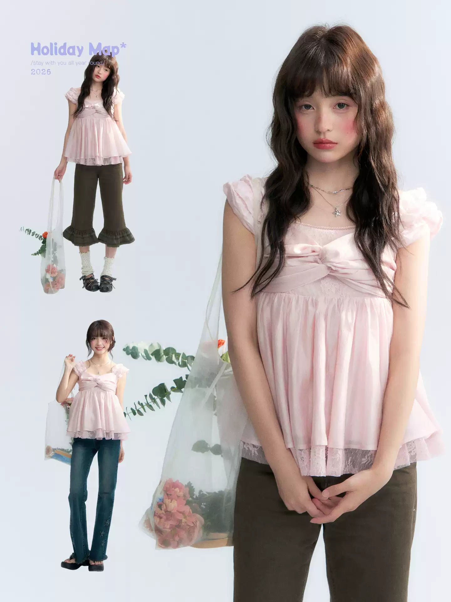 "Summer Sweetheart" Cherry Blossom Pink Bow Cami Top