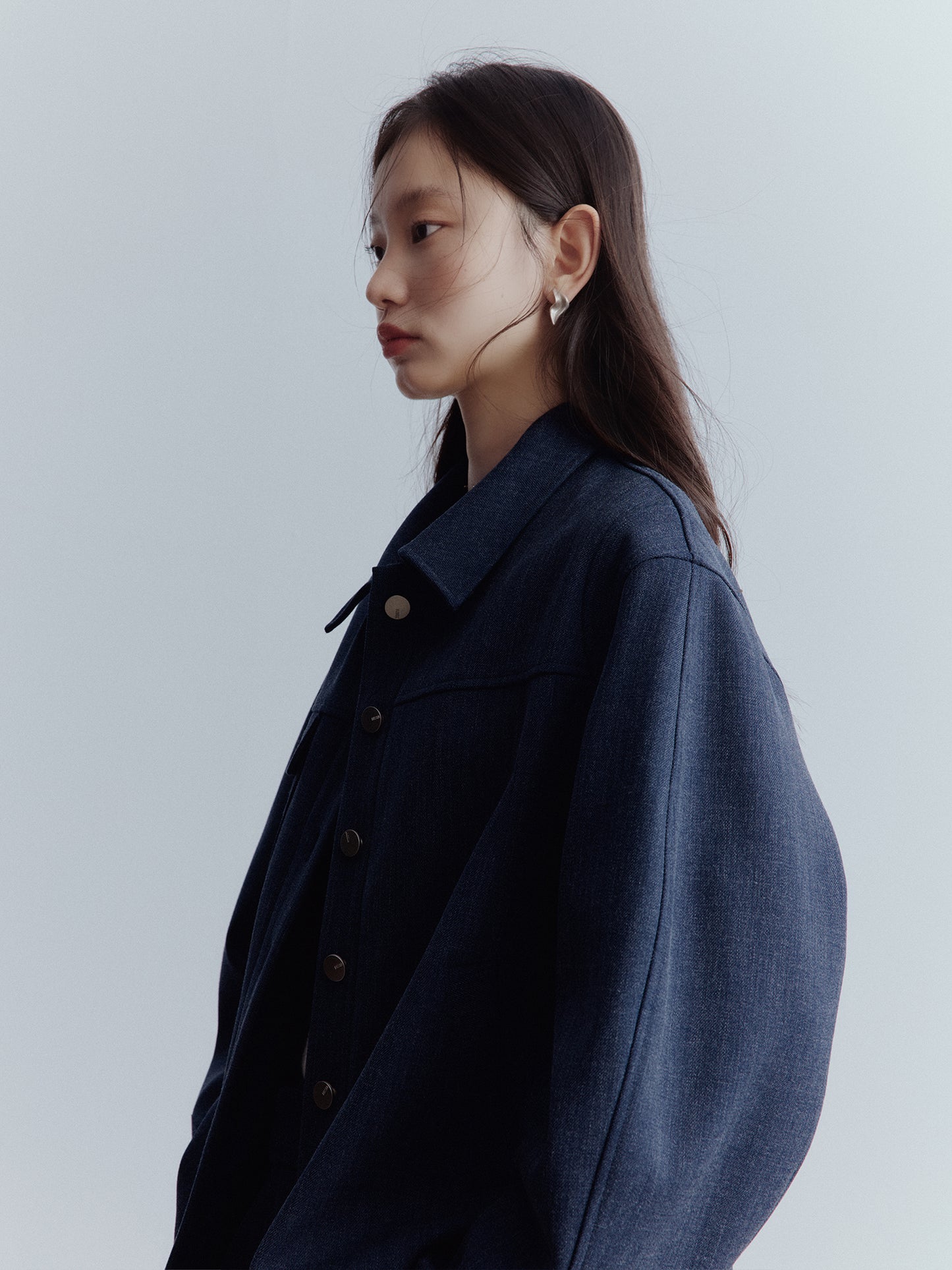 FUSSED Rebel Heiress Deconstructed Wool Jacket – Midnight Blue FOF-25AW192a
