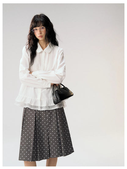 [CAN] "Misty Gardenia" White Lace Ruffle Doll Collar Blouse