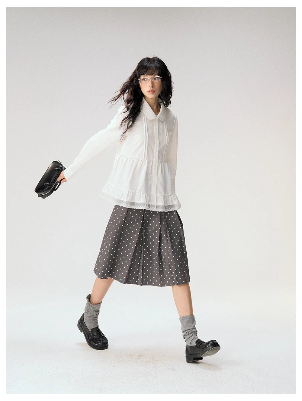 [CAN] "Misty Gardenia" White Lace Ruffle Doll Collar Blouse