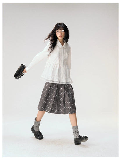 [CAN] "Misty Gardenia" White Lace Ruffle Doll Collar Blouse