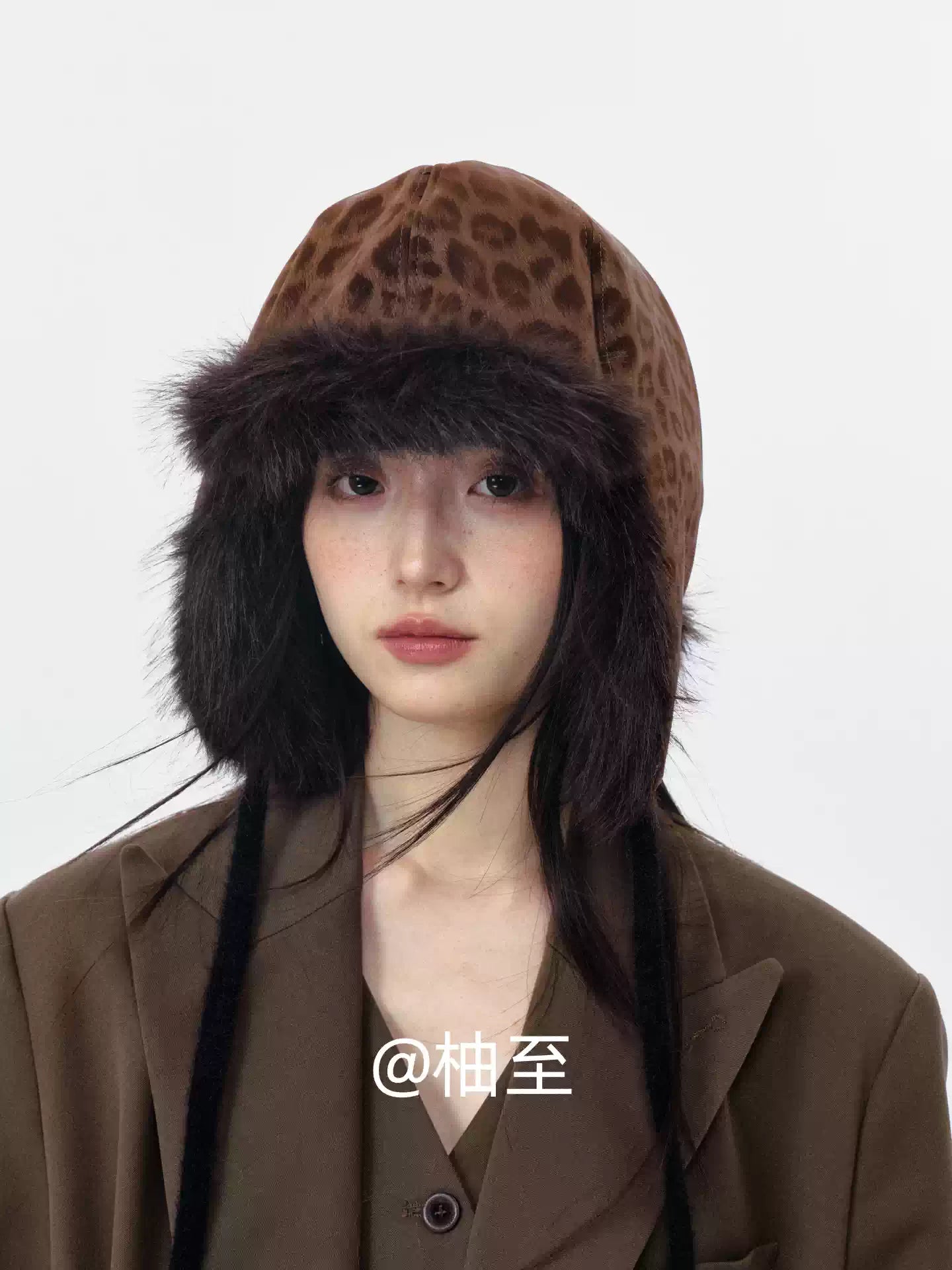 Mocha Brown Leopard Print Trapper Hat – Plush Ear-Flap Winter Hat