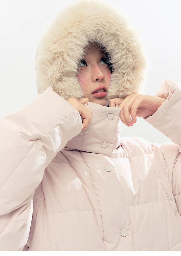 "Blush Cloud Haven" Misty Pink 2-Way Detachable Sleeve Down Jacket & Vest