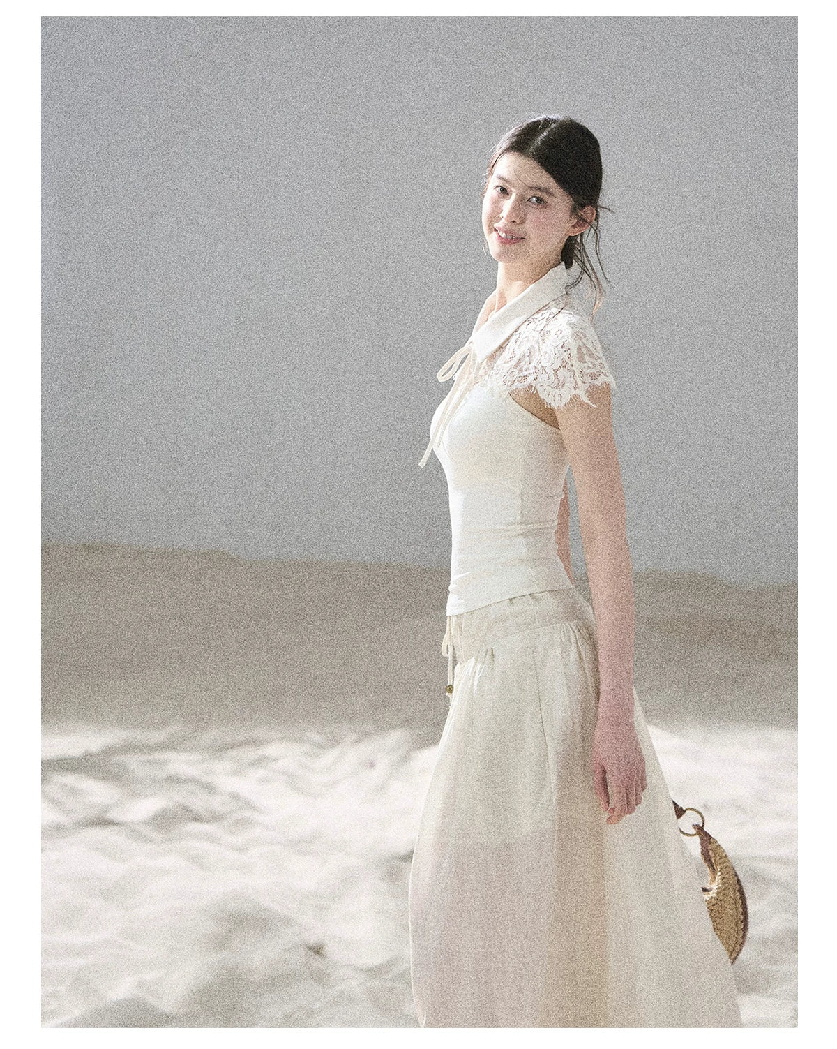 "Moonlit Rose Sonata" Cream Ivory Cami Top & Cape Set