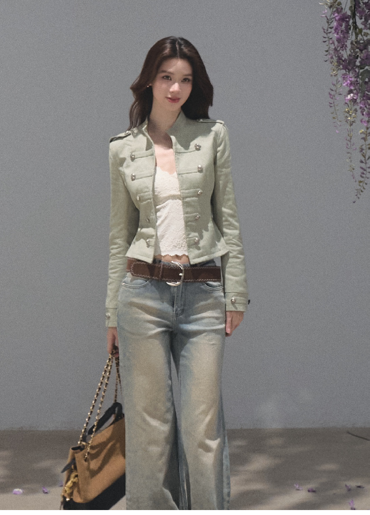OAKMOO/ Napoleon-Style Fitted Cotton Jacket