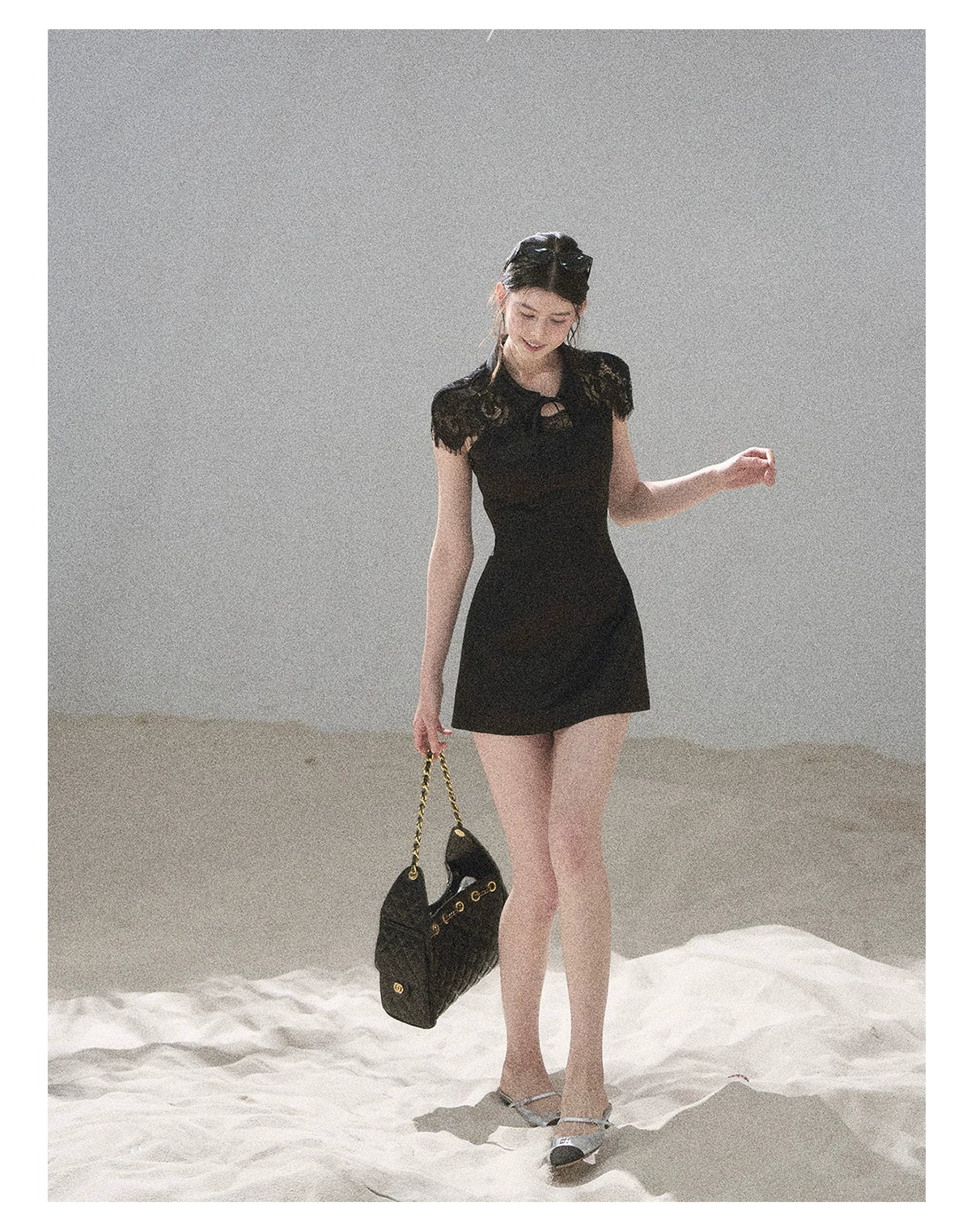 "Moonlit Rose Sonata" Tranquil Black Lace Mini Dress & Cape Set