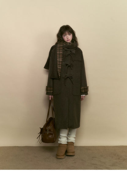 SunsetPark - Vintage Teddy Bear Bow Toggle Wool Coat (Blush Pink / Brown Bear)