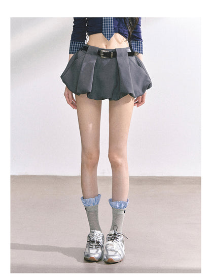 少也眼 “City Muse" High-Waist Tulip Mini Skirt - Gray 7520678