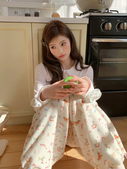 “Dream Pony Picnic” Apricot Pony Print Lounge Pants