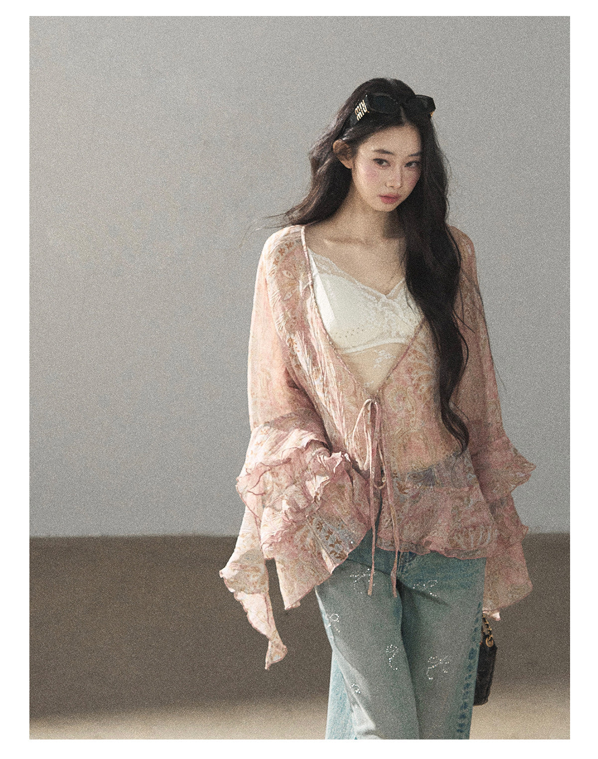 170726 "A Place Where Softness Rests" Lotus Mauve Ruffle Tie-Front Cover-Up Cardigan