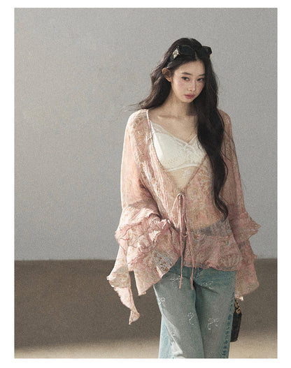 170726 "A Place Where Softness Rests" Lotus Mauve Ruffle Tie-Front Cover-Up Cardigan