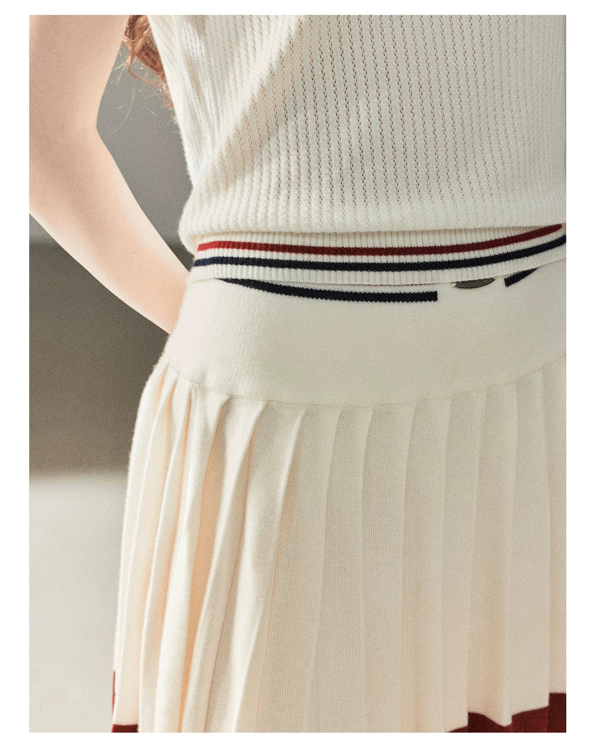 "The Softest Touch" Dutch Cream Collegiate Knit Top & Mini Skirt Set