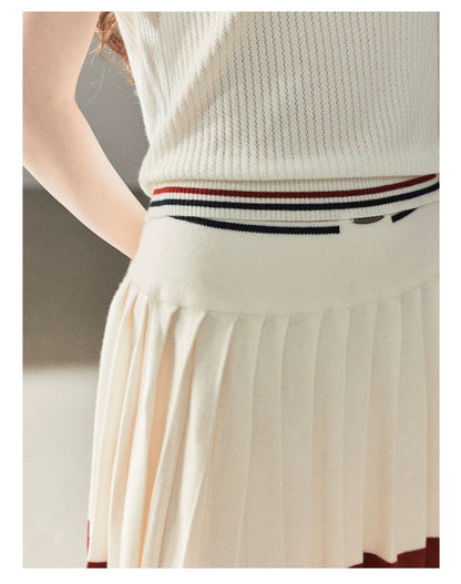 "The Softest Touch" Dutch Cream Collegiate Knit Top & Mini Skirt Set