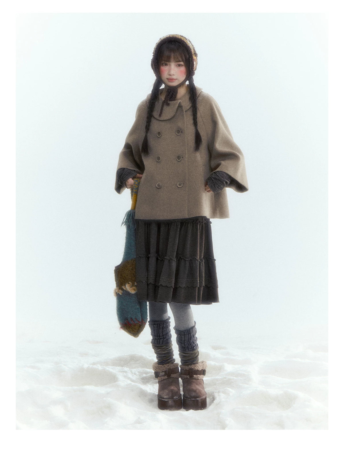Horridale - Asymmetric Peter Pan Collar Wool-Blend Cape Coat – Oatmeal Beige