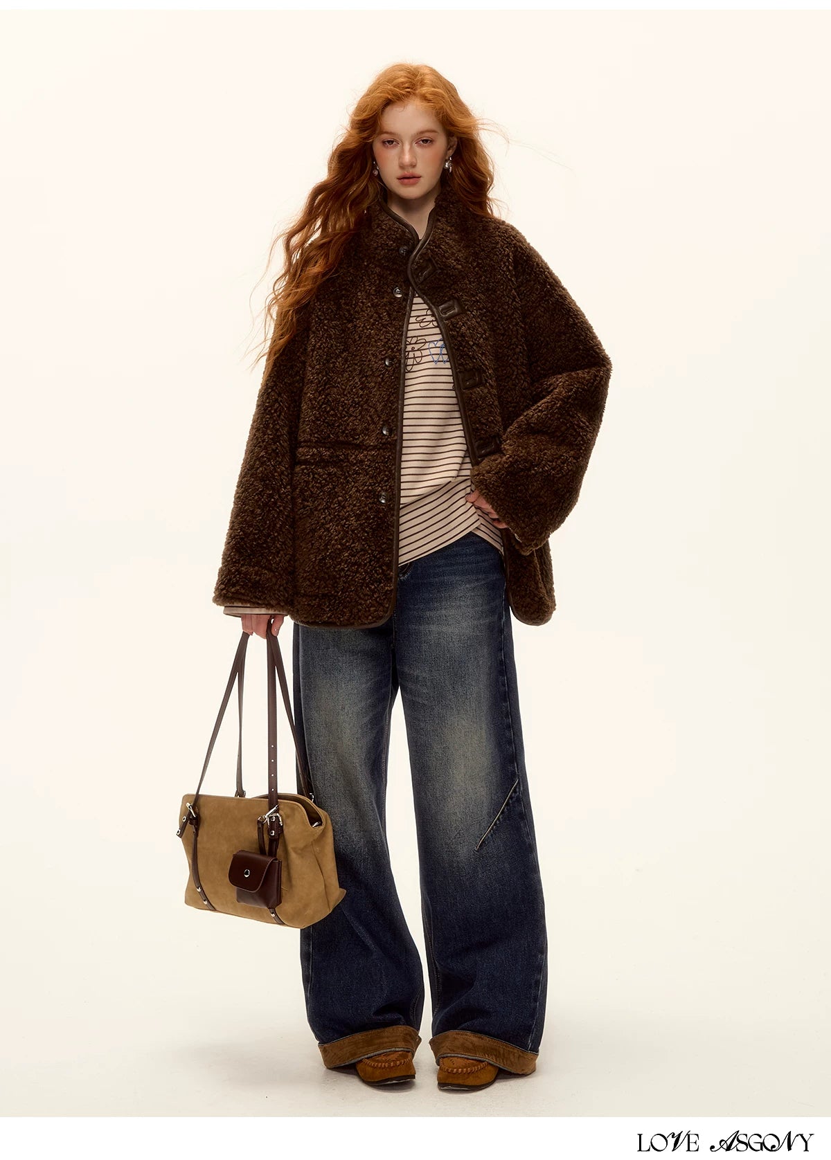 ASGONY - Brown Reversible Suede & Faux Shearling Jacket