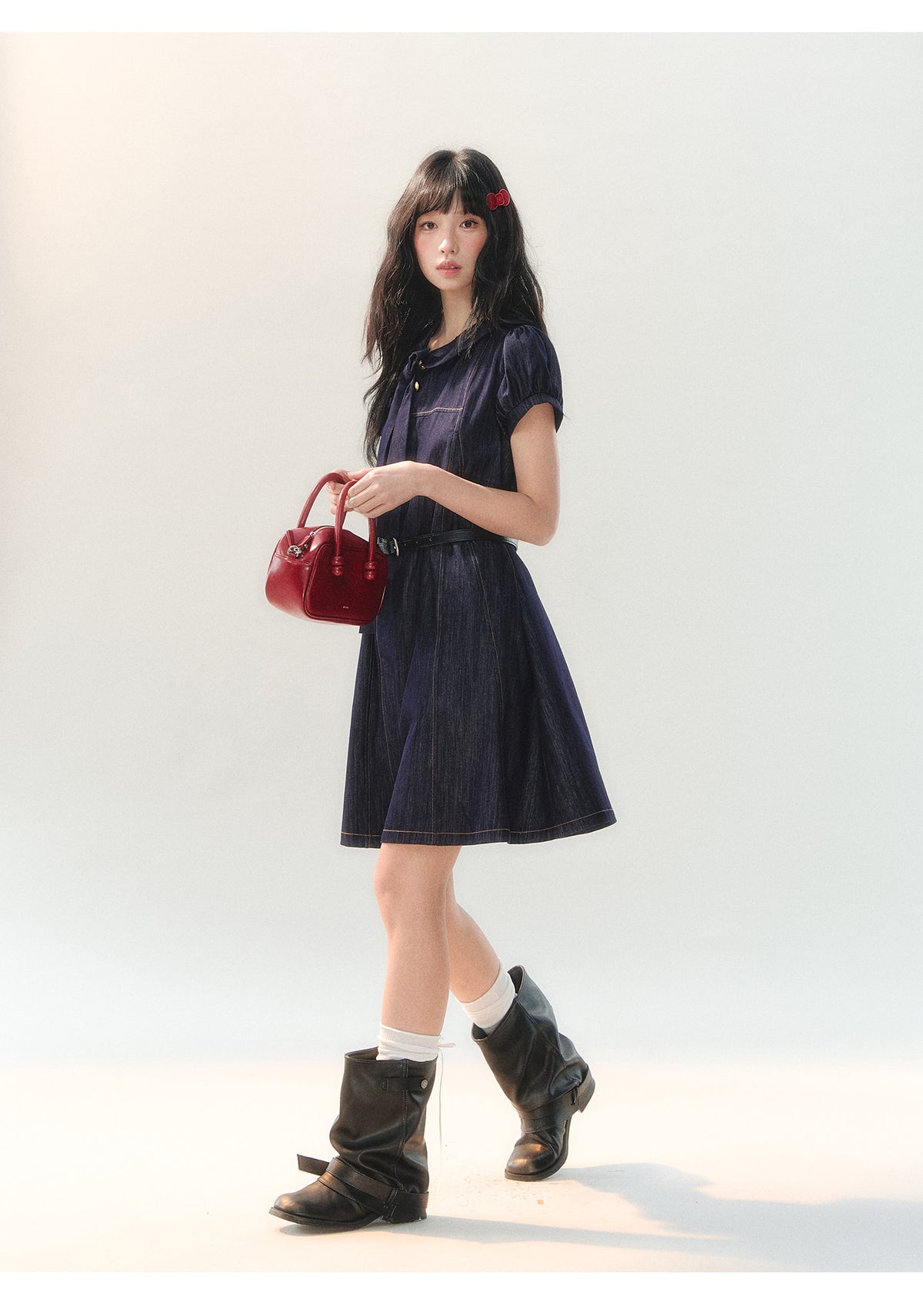 [CAN] "Soft Blue Bubble" Indigo Denim Doll Collar Dress Set