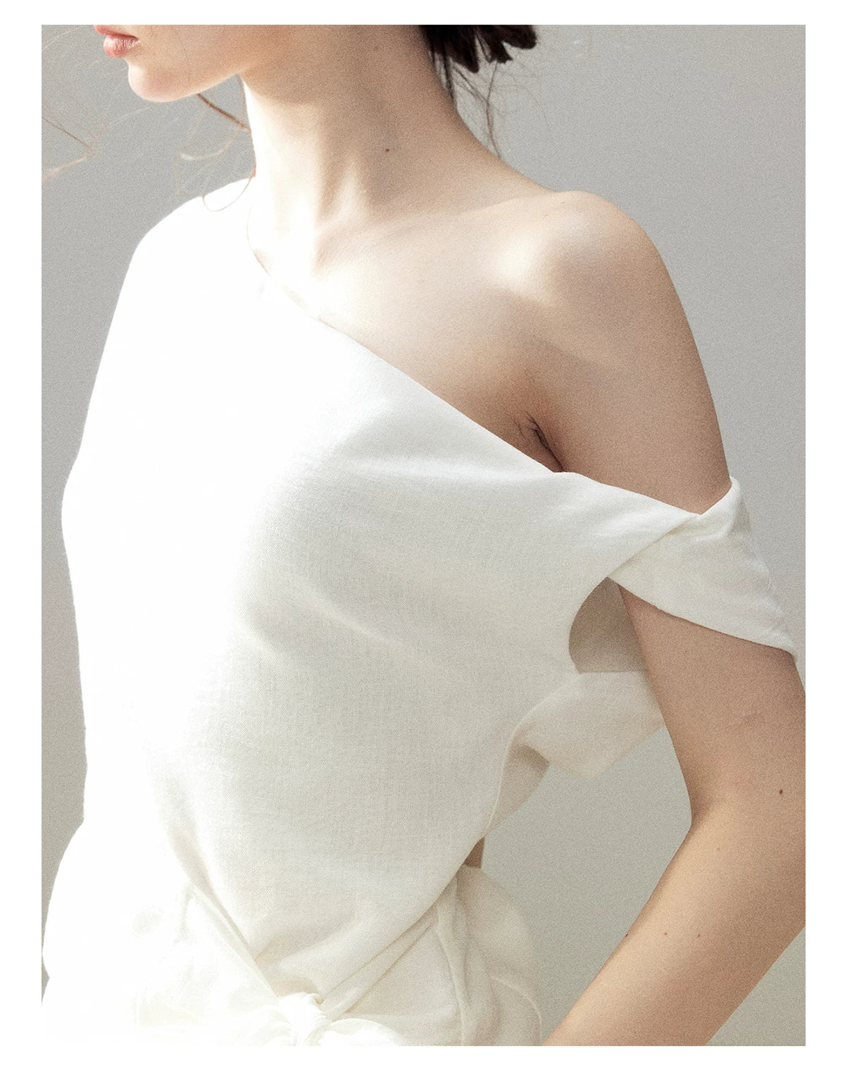 "Her Moonlight" Camellia White Off-Shoulder Top & Wide-Leg Pants Set