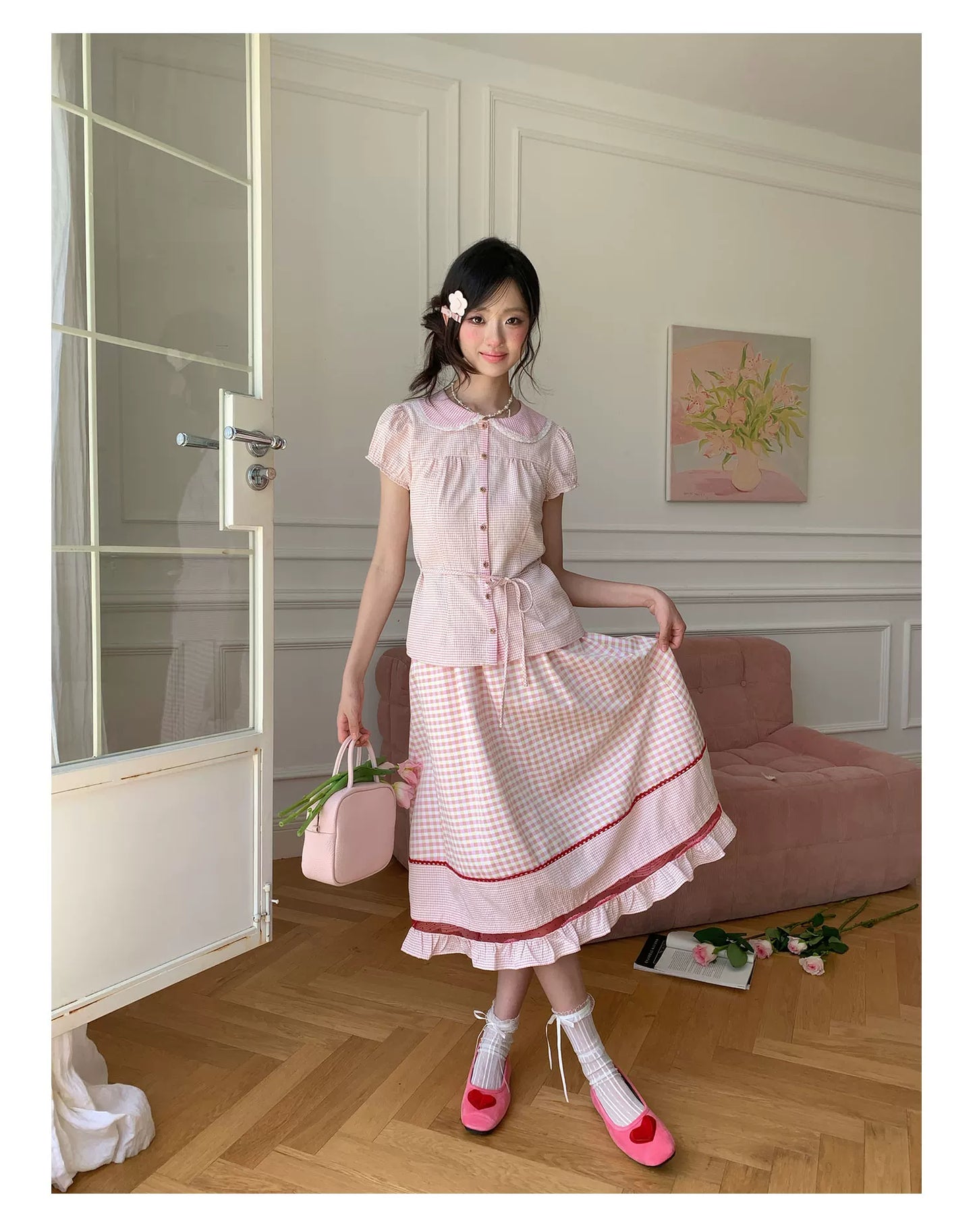 “Pink Plaid Daydream” Pink Plaid Skirt Set
