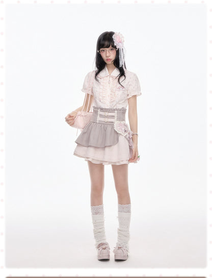 “Melly Melly” Cream & Gray Japanese School Girl Set