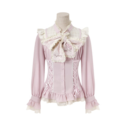 “Melody Mark!” Pink Shirt + Tiered Skirt + Bloomers Set