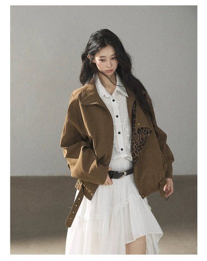 AOMALM - “Her Hemline” White Lace Shirt Dress with Belt
