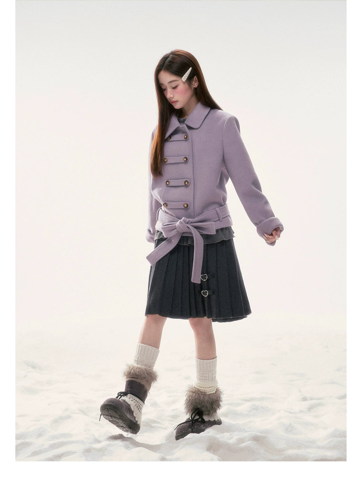BIBIBENCY - Purple Napoleon Wool-Blend Coat