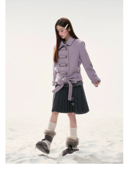 BIBIBENCY - Purple Napoleon Wool-Blend Coat