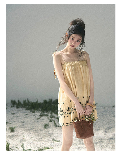 “Ripples Along the Hem” Butter Yellow Reversible Babydoll Dress