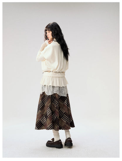 [CAN] "Cloud Knit Reverie" Ivory Cable Knit Bow Embroidered Vest