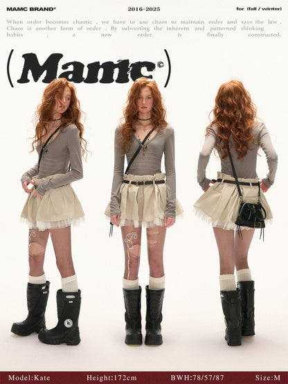MAMC - Hollow-Out Panel V-Neck Slim Fit Top