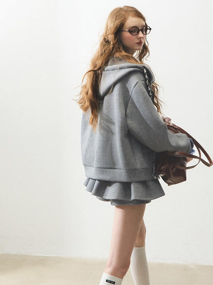 "拿铁不加糖" Unsweetened Latte Tweed Hoodie Set