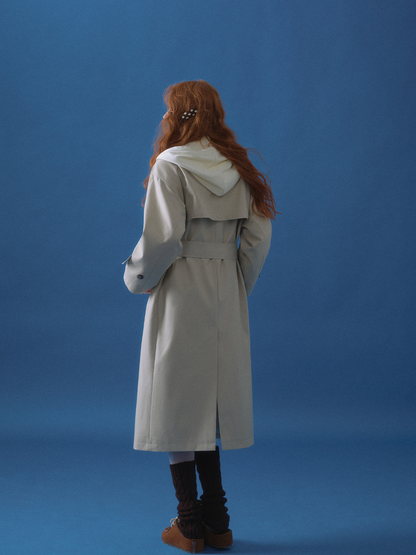 ASGONY - Preppy Layered-Look Hooded Trench Coat