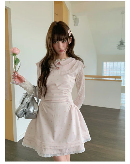 “White Tea Daydream” Pink Peter Pan Mini Dress