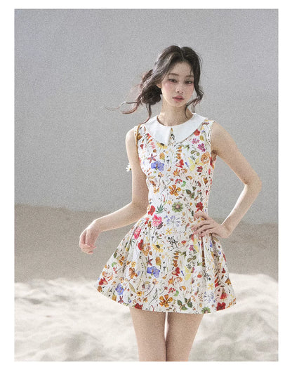 "Fallen Petals" Fleur White Floral Mini Dress