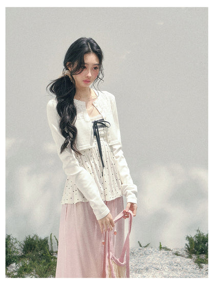 少也眼 “Polka Brandy Lace” White Modal Lace Set 136