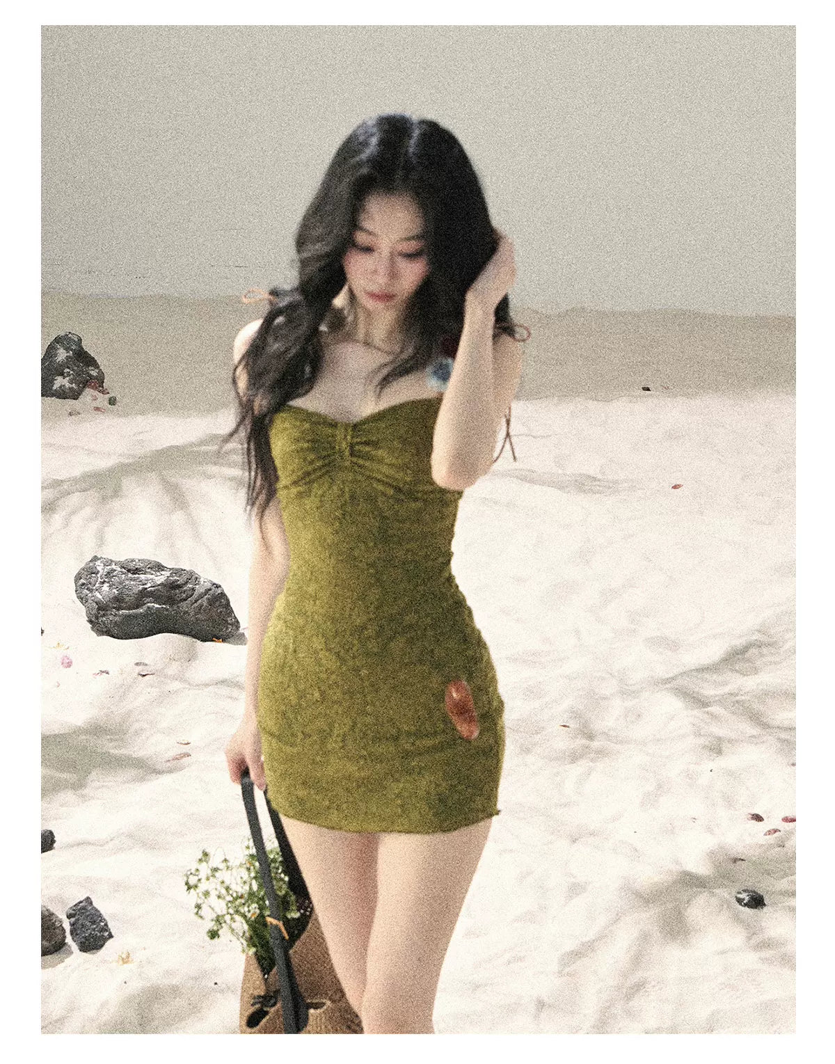 "Entwined Vines" Olive Mist Bodycon Dress & Cardigan Set 543648532
