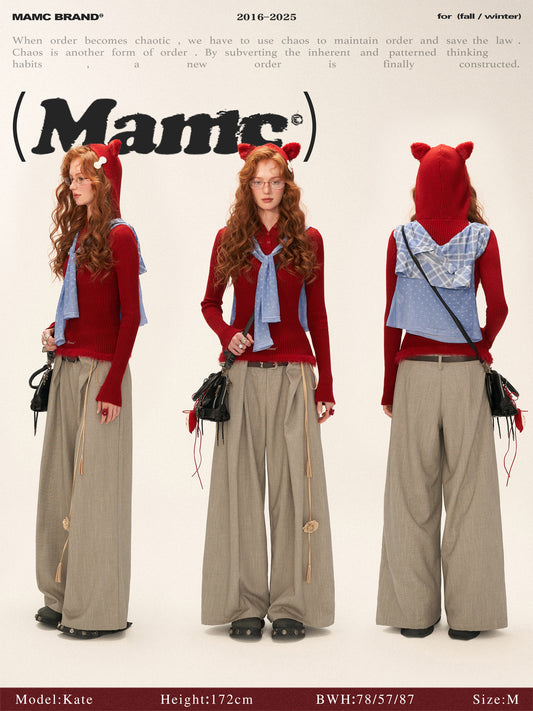Cute Cat Ear Ribbed Knit Hoodie WE772 (Bold Red)