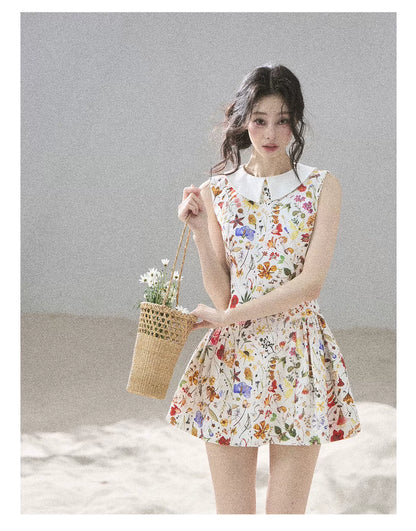 "Fallen Petals" Fleur White Floral Mini Dress