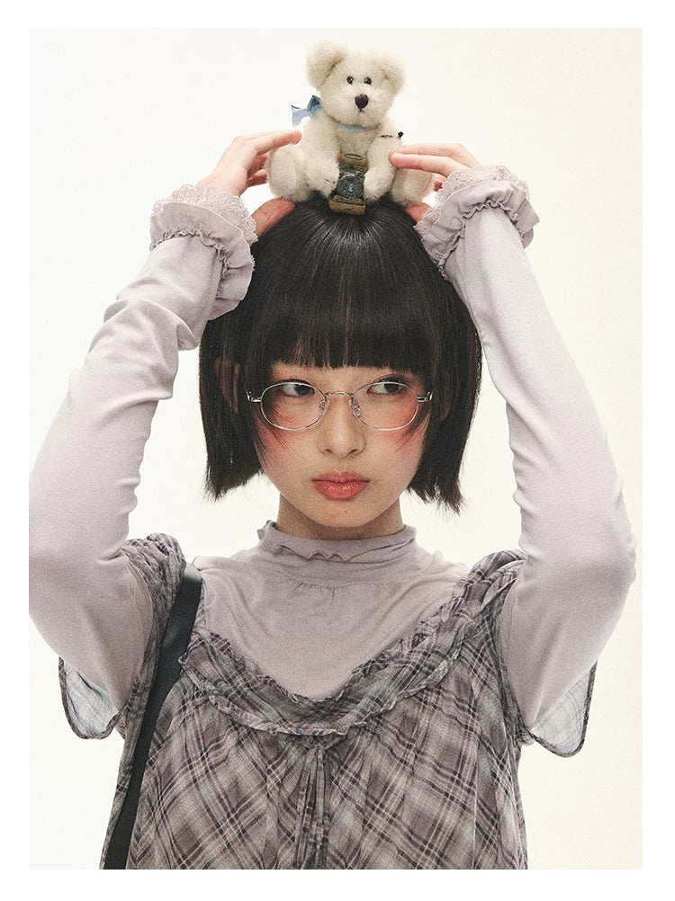 "Misty Ripples" Misty Lavender Lace Mock Neck Knit Top