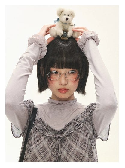"Misty Ripples" Misty Lavender Lace Mock Neck Knit Top