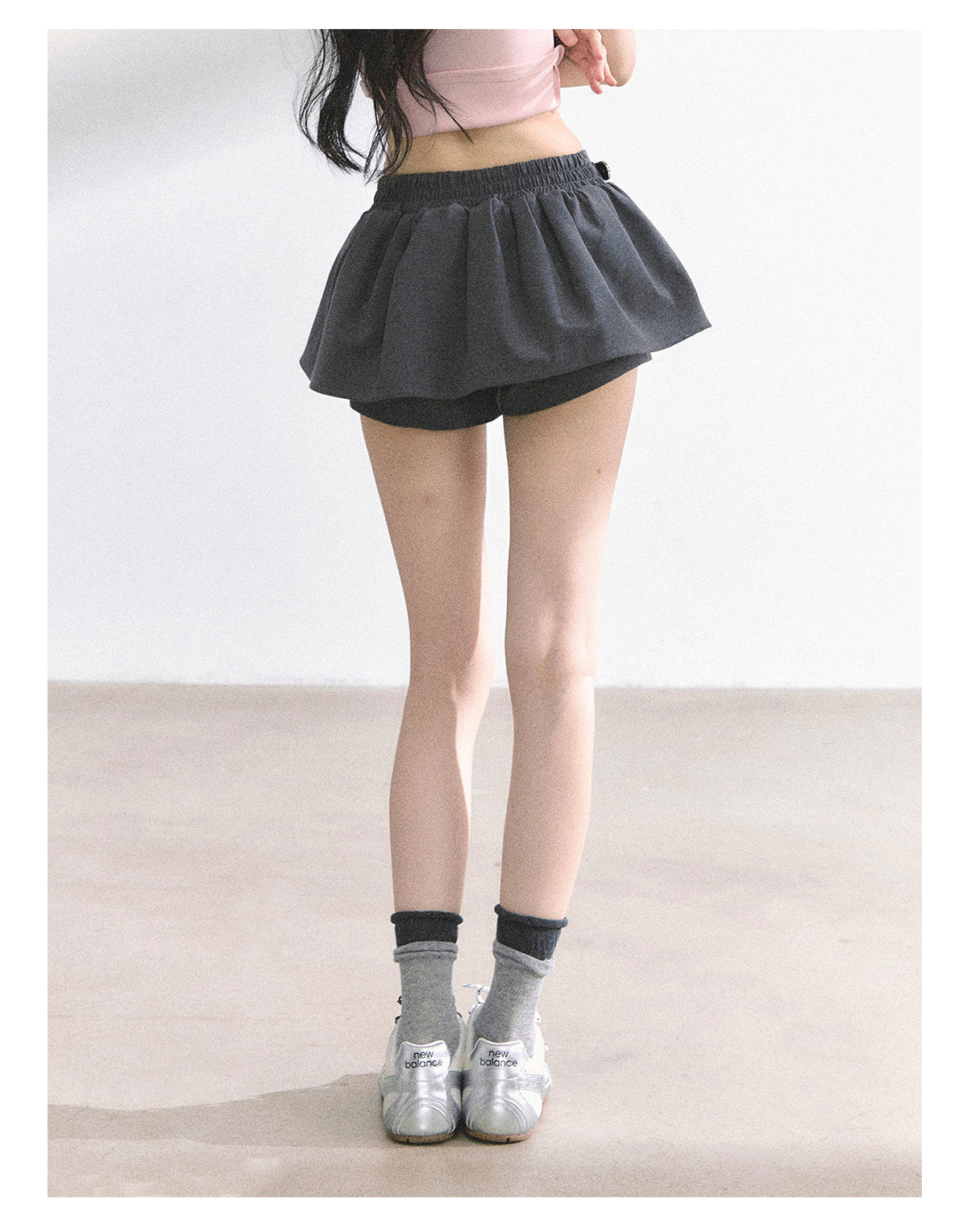 少也眼 "Annie Academy" A-Line Puff Mini Skirt - Gray