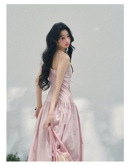 “She Passed Through Bloom Season” Lotus Mauve Bubble Maxi Dress