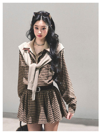 少也眼 “She Walked Through Yesterday" Coffee Layered Dress