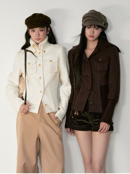 Soote Season - "Cloud & Roast" Two-Way High-Neck Cinched Wool Jacket