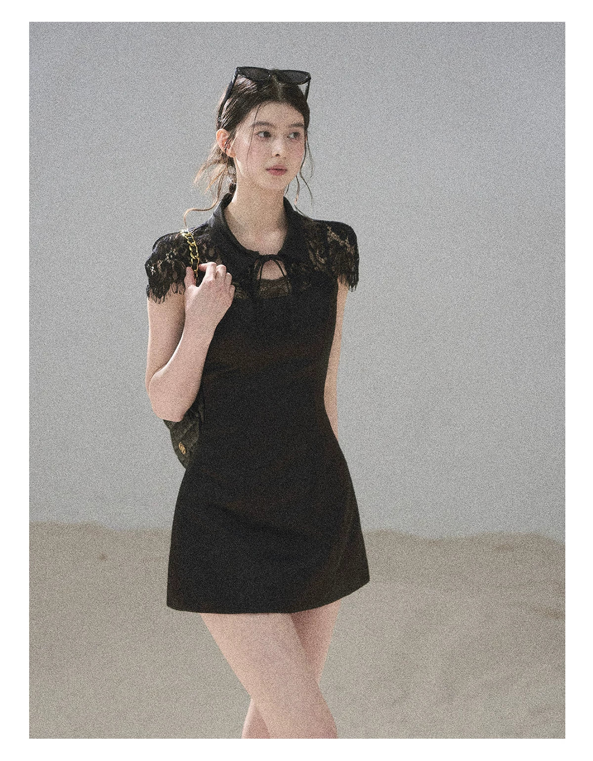 "Moonlit Rose Sonata" Tranquil Black Lace Mini Dress & Cape Set
