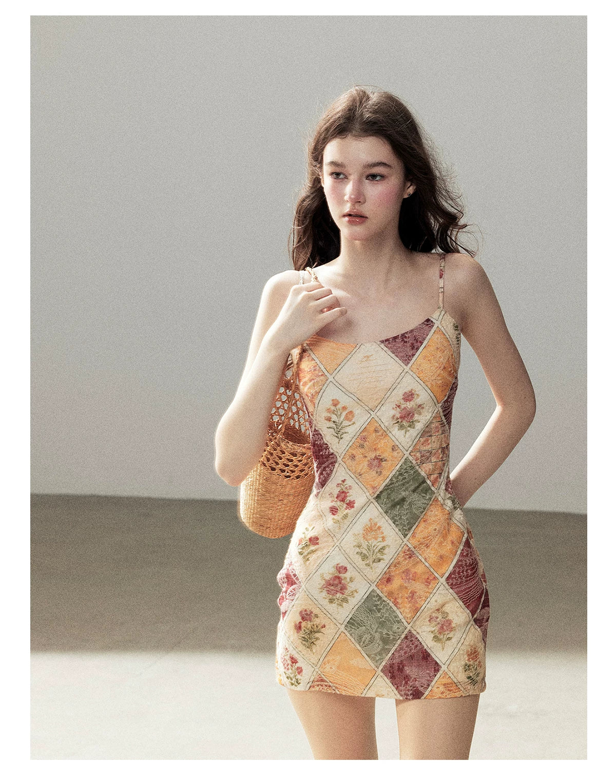 "In Her Lingering Gaze" Van Dyke Brown Floral Cami Bodycon Mini Dress