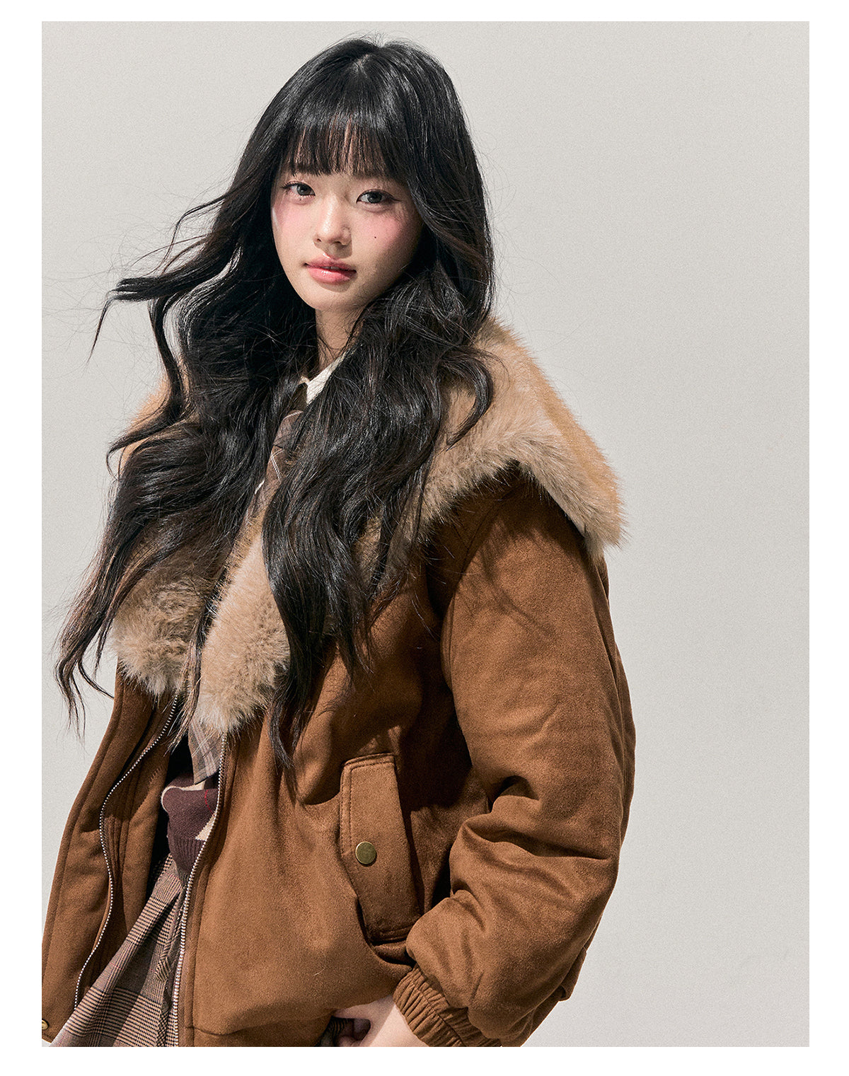 少也眼 "Sunset Melted Sugar" Faux Suede Padded Jacket