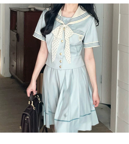 "Mint Whisper" Mint White Sailor Uniform Set